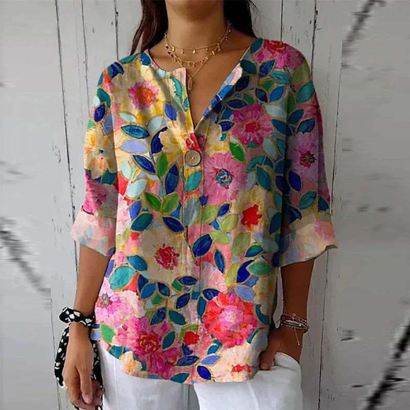 Floral Charm Blouse – Lightweight Elegant Top for Everyday & Smart Casual Styling