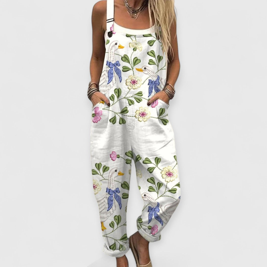 Jeniva | Vintage Floral Wide-Leg Jumpsuit