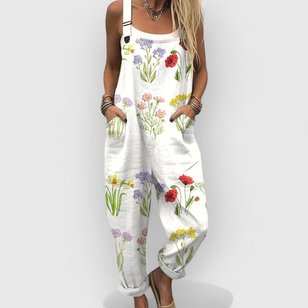 Belinda | Vintage Breathable Fabric Jumpsuit