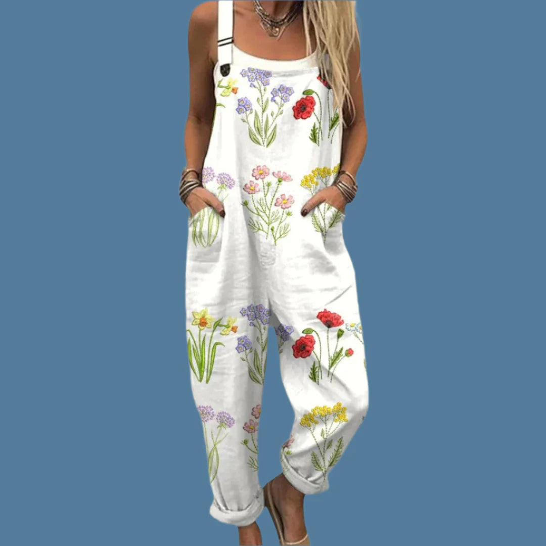 Belinda | Vintage Breathable Fabric Jumpsuit