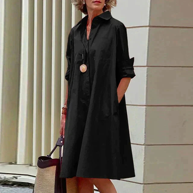 Button-Up Midi Shirt Dress – Lightweight Everyday Dress for Casual & Smart Effortless Styling