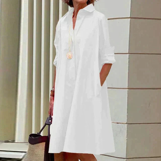 Button-Up Midi Shirt Dress – Lightweight Everyday Dress for Casual & Smart Effortless Styling