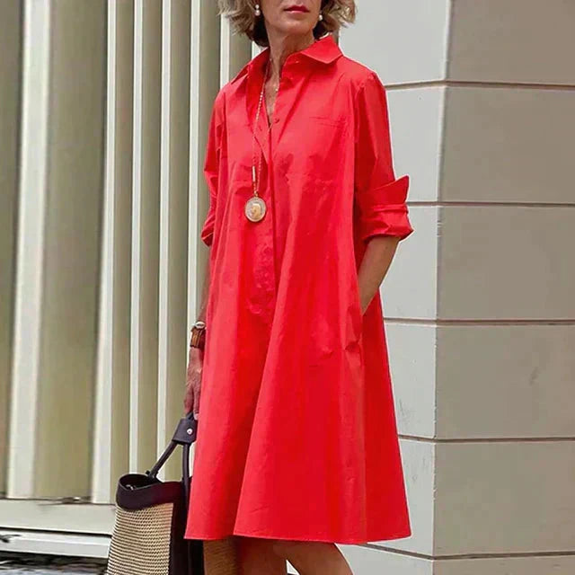 Button-Up Midi Shirt Dress – Lightweight Everyday Dress for Casual & Smart Effortless Styling