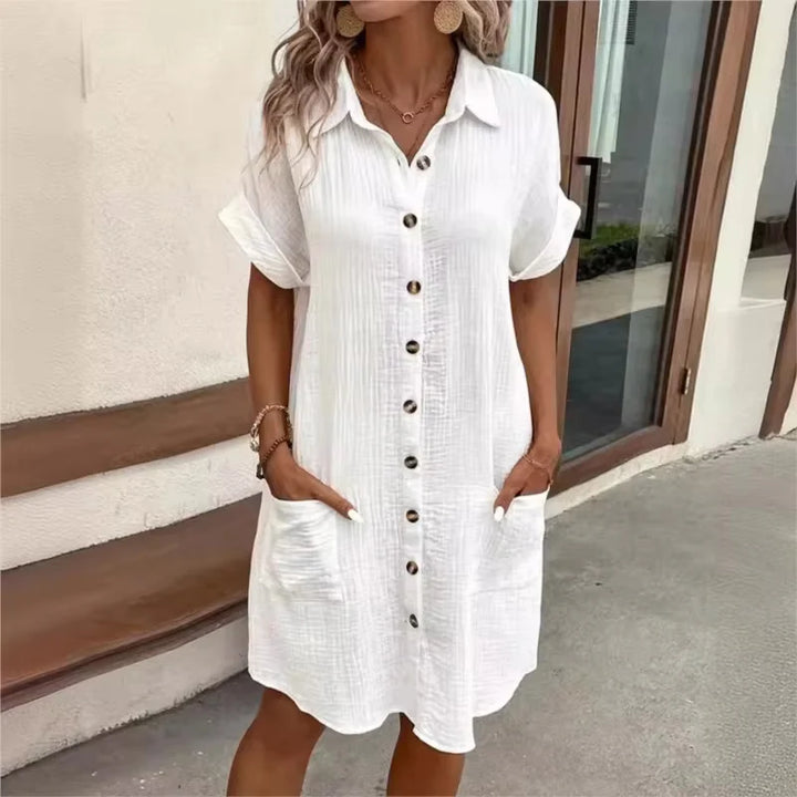 Short Sleeve Midi Dress – Lightweight Casual Dress for Everyday Elegant Styling