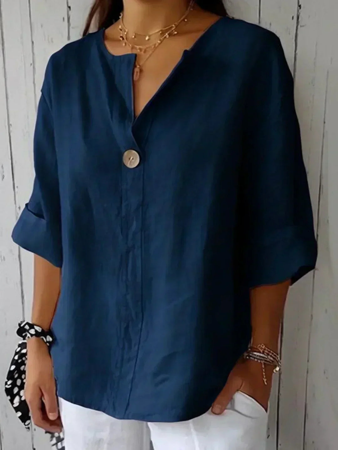 Aria - Casual Short Sleeve V-Neck Blouse