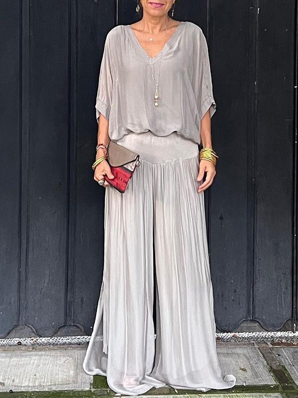 ESMERALDA – ELEGANT CHIFFON WIDE-LEG PANTS TWO-PIECE SET