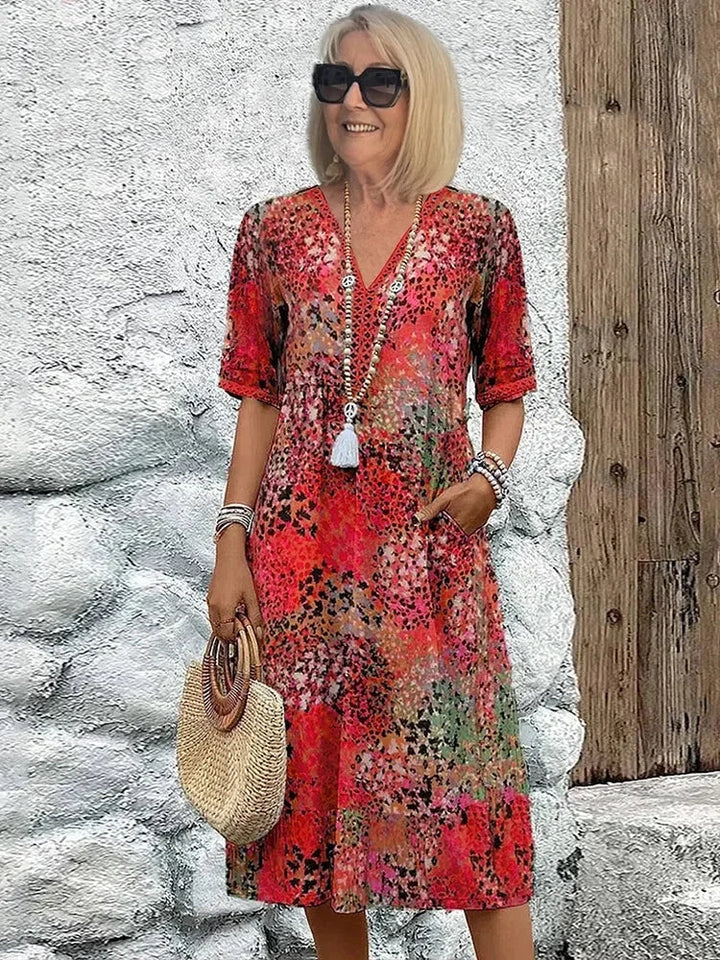 Emelith - Leopard Lace V-Neck Summer Dress