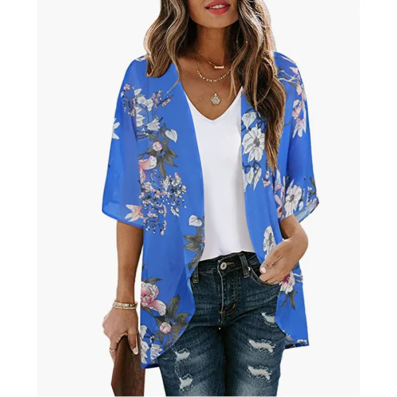 Chiffon Floral Beach Cover Up Lightweight, Flowy & Perfect for Holiday Getaways