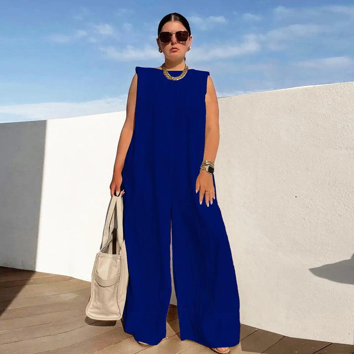 Wide Leg Casual Jumpsuit Solid Color Relaxed Fit