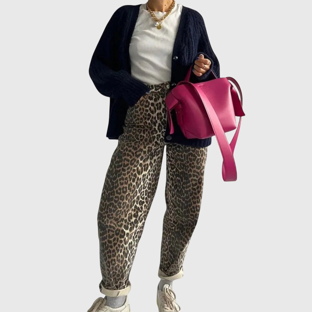 Vintage Leopard Print Jeans – Statement Denim Pants for Casual & Modern Everyday Styling