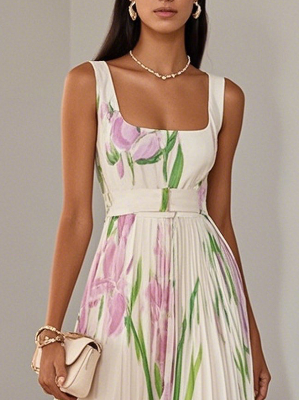 FAERELUNE – ELEGANT PLEATED MAXI DRESS