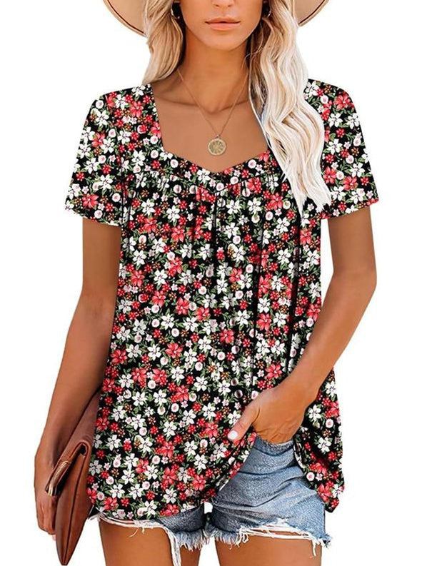 CYRENE – COSY TOP WITH SHORT SLEEVES & PRINT