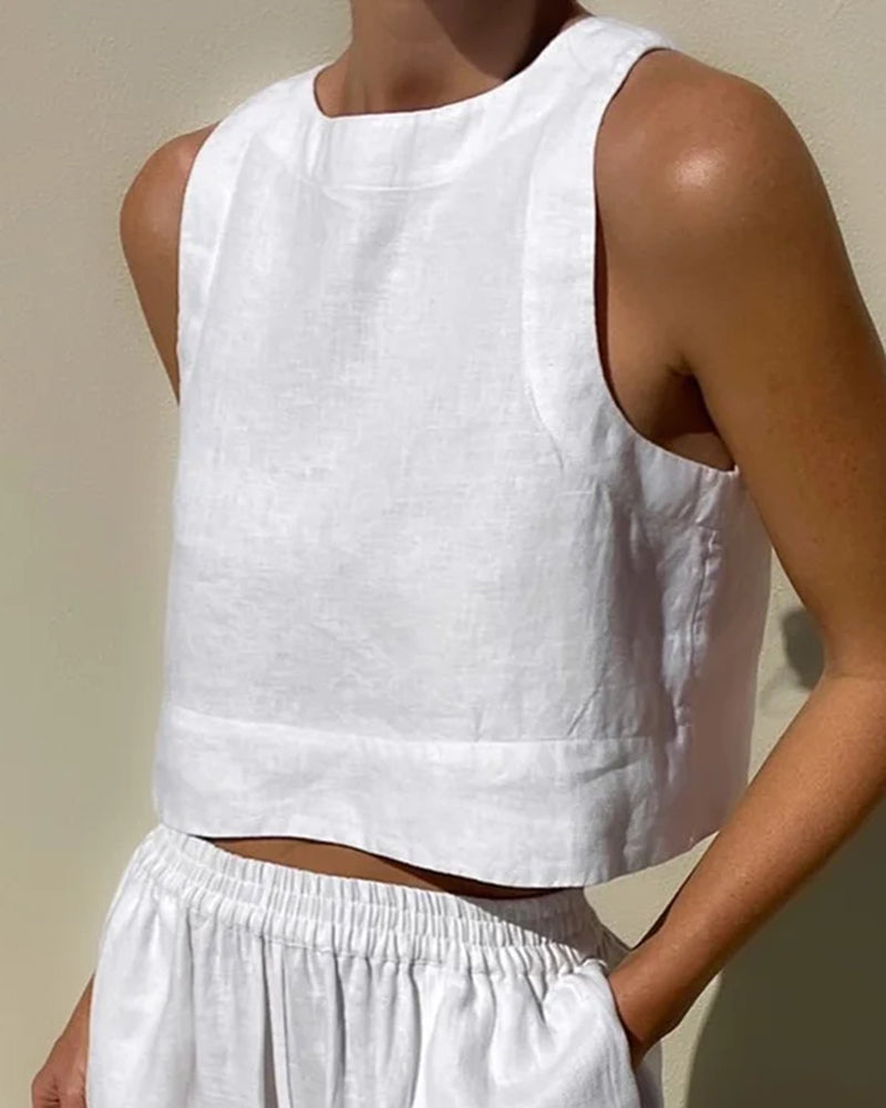Aminta - Ensemble d'été décontracté sans manches pour un look tendance et confortable
