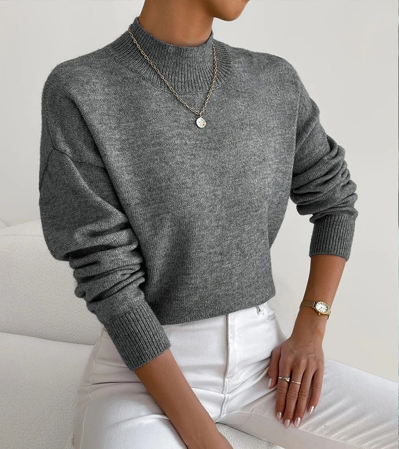 Soft Turtleneck Knit Sweater – Minimalist High Neck Pullover for Cozy Everyday Wear