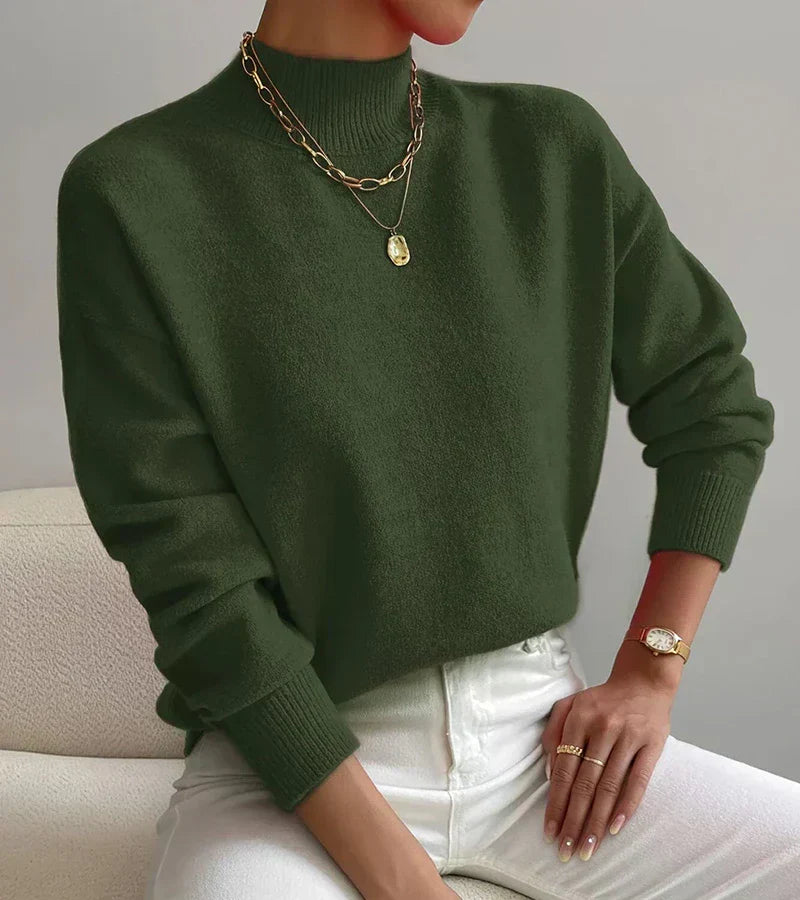 Soft Turtleneck Knit Sweater – Minimalist High Neck Pullover for Cozy Everyday Wear