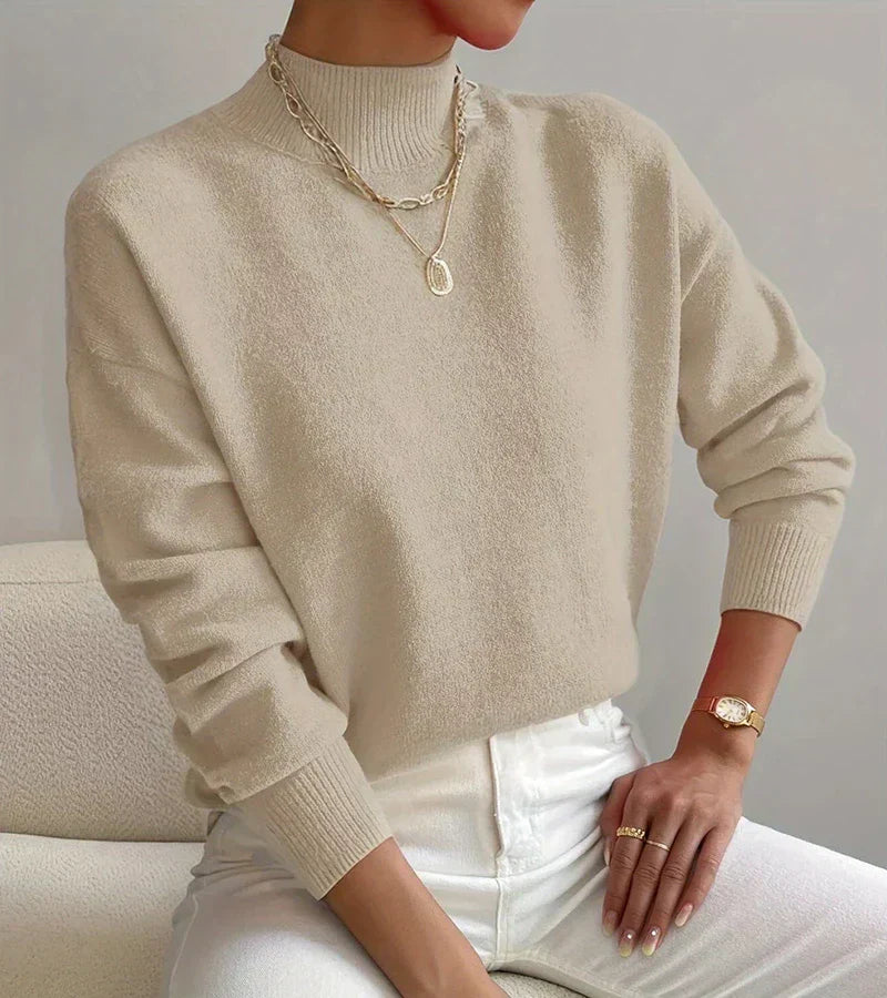 Soft Turtleneck Knit Sweater – Minimalist High Neck Pullover for Cozy Everyday Wear