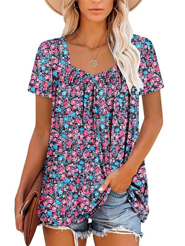 CYRENE – COSY TOP WITH SHORT SLEEVES & PRINT
