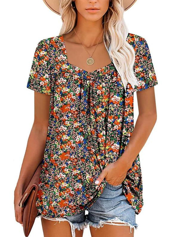 CYRENE – COSY TOP WITH SHORT SLEEVES & PRINT