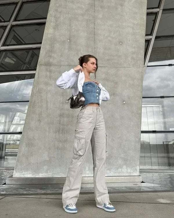 High Waist Cargo Pants – Adjustable Wide-Leg Utility Trousers for Casual Streetwear