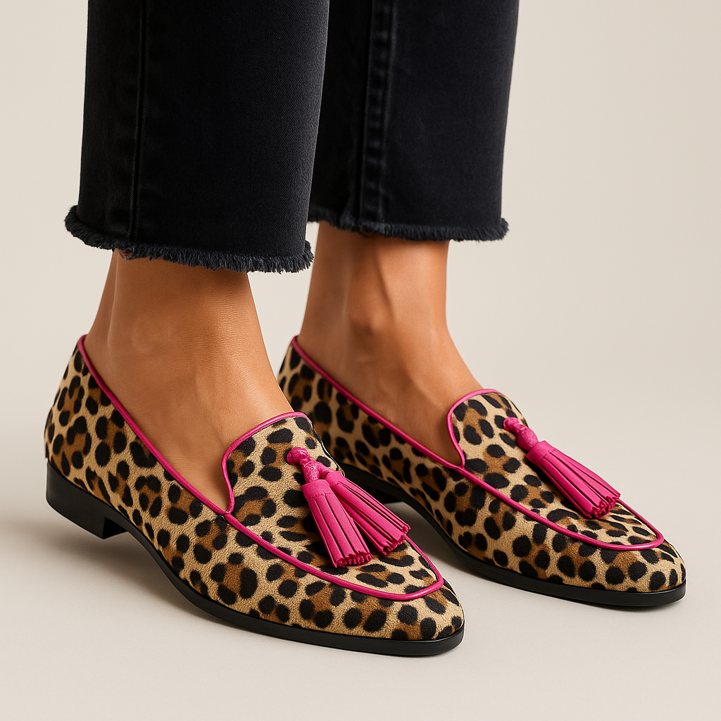 Lana | Élégantes Mocassins à Pompons avec Franges