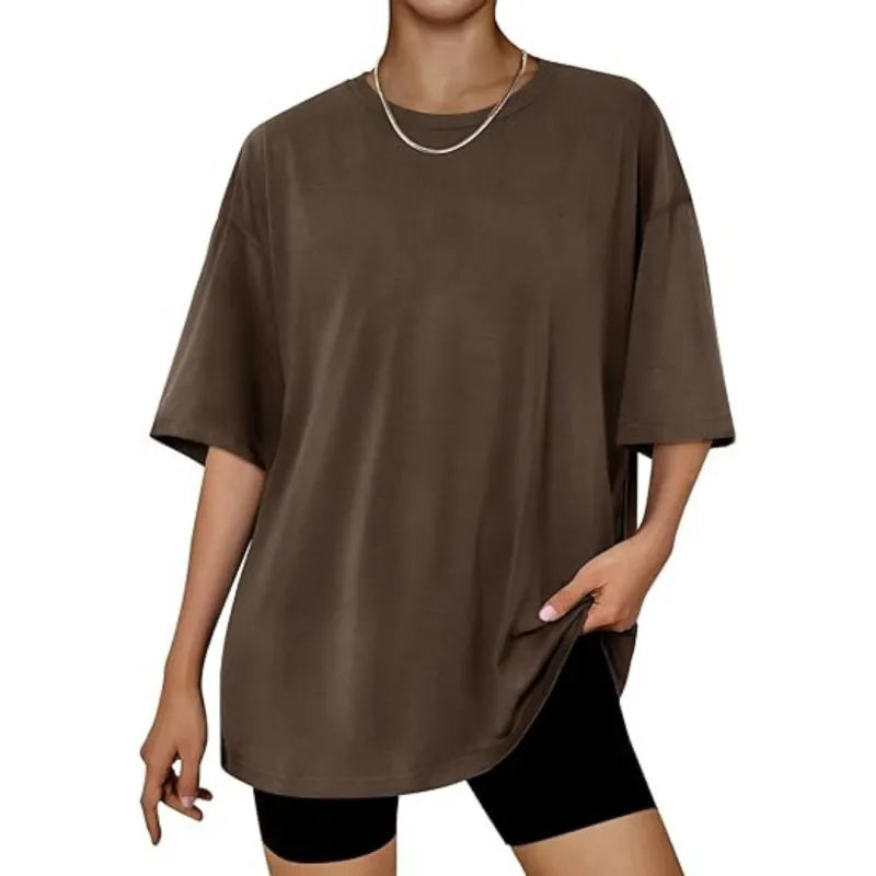 Women’s Plus Size Macaron Pullover Shirt – Half Sleeve Milk Silk Top