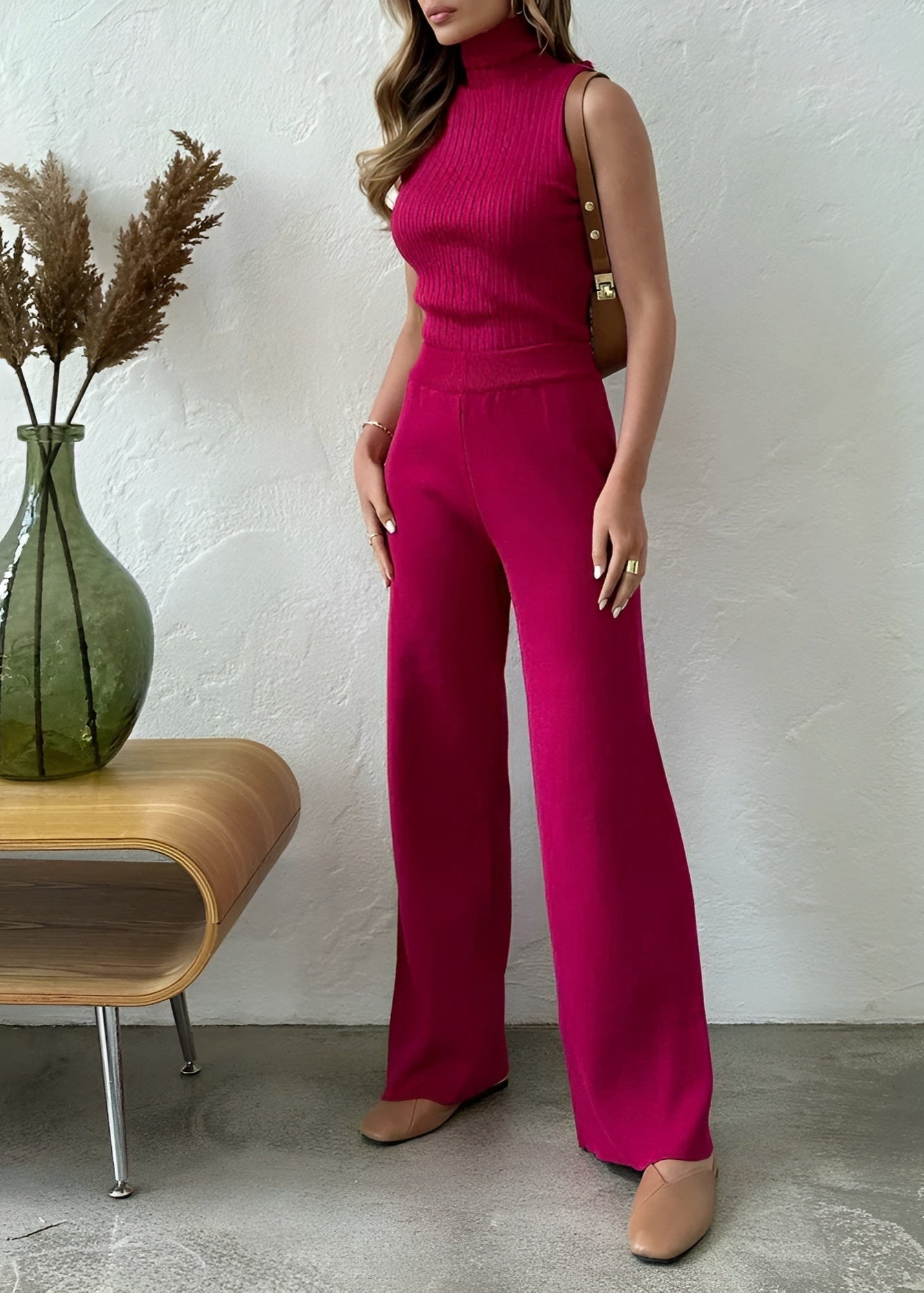 Bianca - Ensemble de Loungewear Élégant en Maille Ribbée 3 Pièces