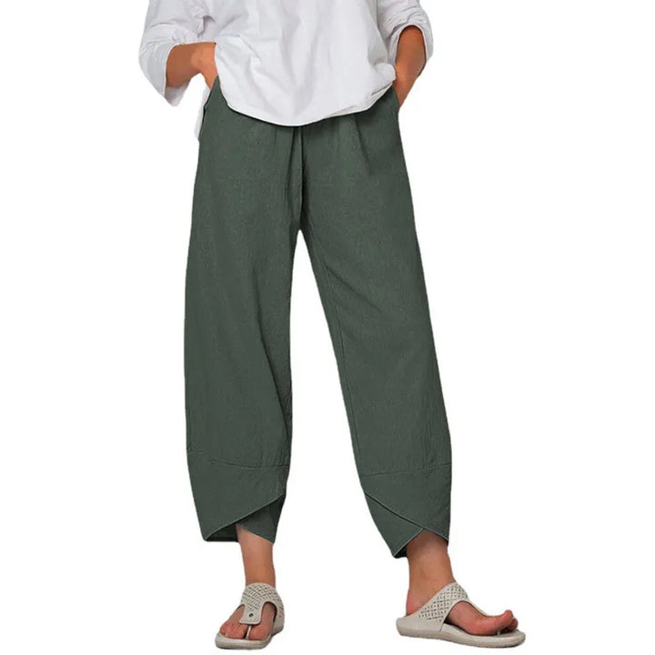 Women’s High-Waist Cotton & Linen Wide-Leg Trousers – Effortless Simplicity in Motion