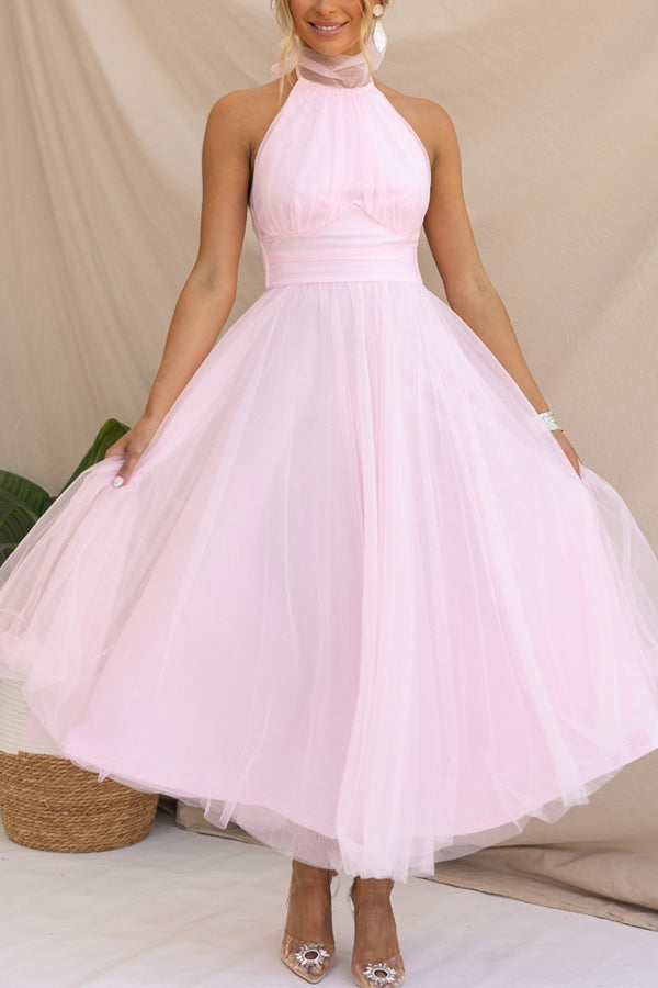 Pearlina - Sleek Mesh High Neck Dress
