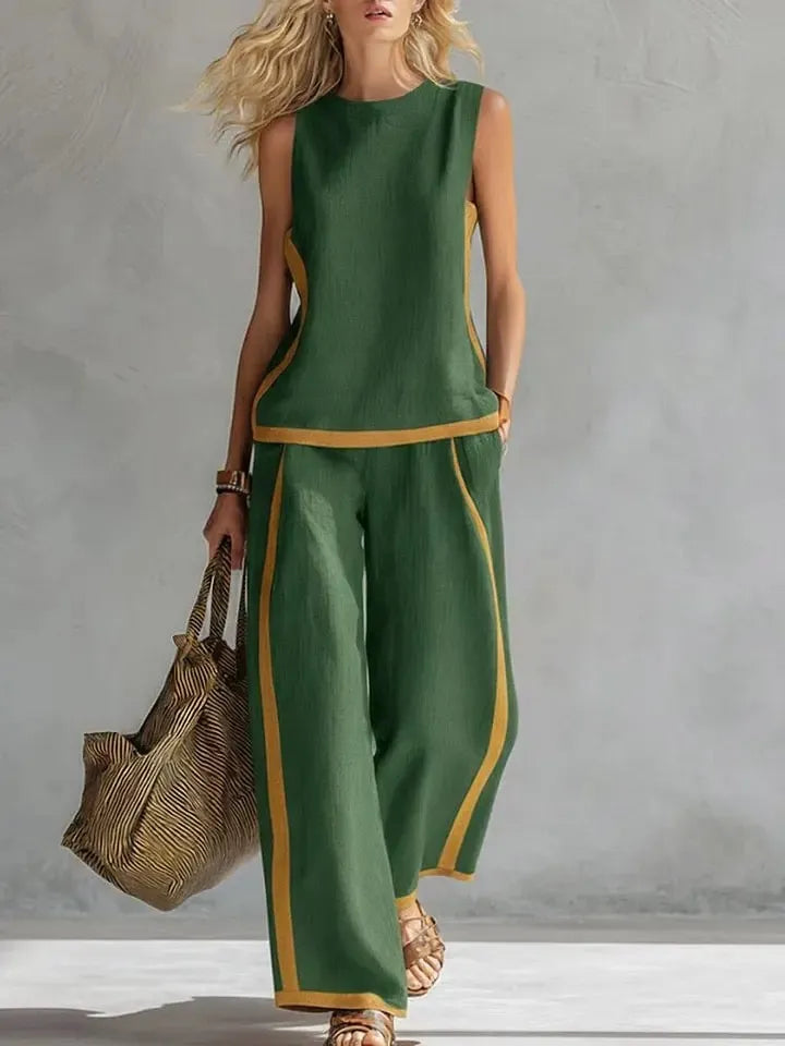 Women’s Two Piece Wide Leg Pants Set Sleeveless
