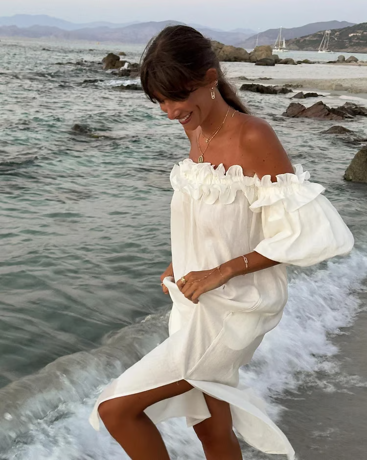Sofia - Linen Dreams Off-Shoulder Dress