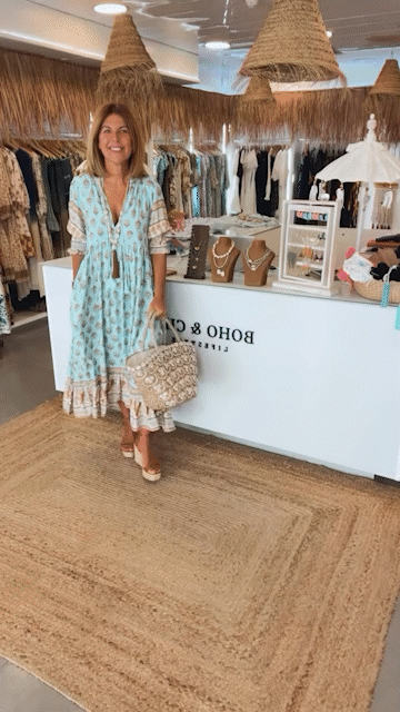 Jasmine - Relaxed Long Lantern Sleeves Boho Maxi Dress