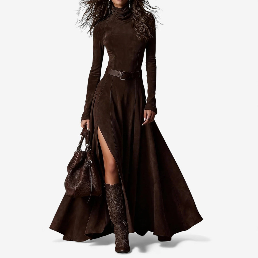 BROOKE – ELEGANT SUEDE MAXI DRESS