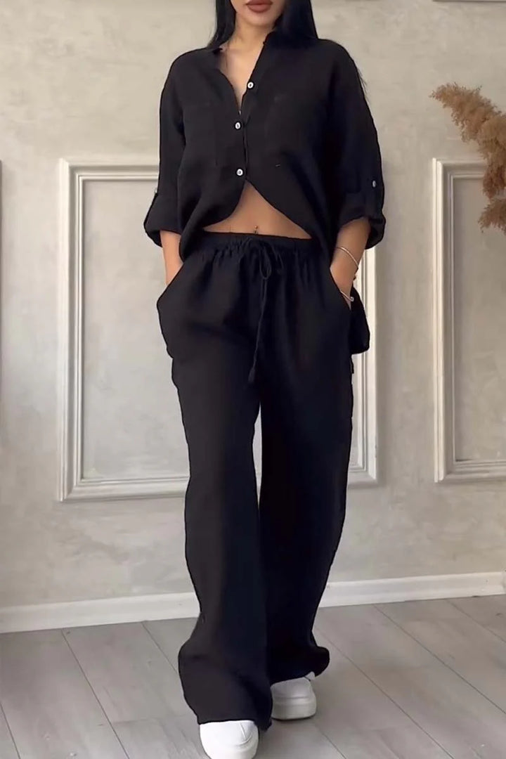 Cotton Linen Shirt and Trousers Set – Lightweight Luxe Two-Piece Outfit for Effortless Styling