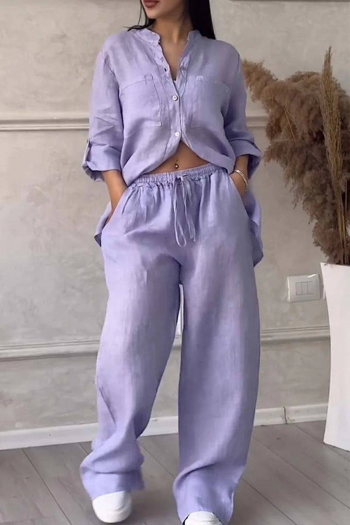 Cotton Linen Shirt and Trousers Set – Lightweight Luxe Two-Piece Outfit for Effortless Styling