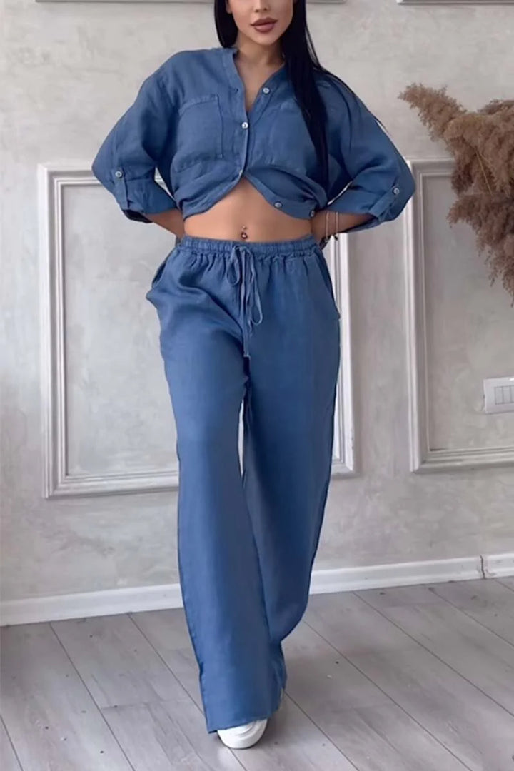 Cotton Linen Shirt and Trousers Set – Lightweight Luxe Two-Piece Outfit for Effortless Styling