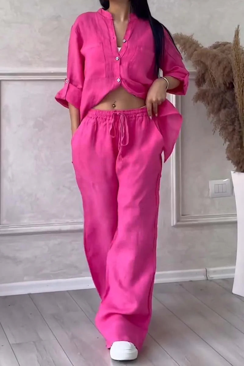 Cotton Linen Shirt and Trousers Set – Lightweight Luxe Two-Piece Outfit for Effortless Styling