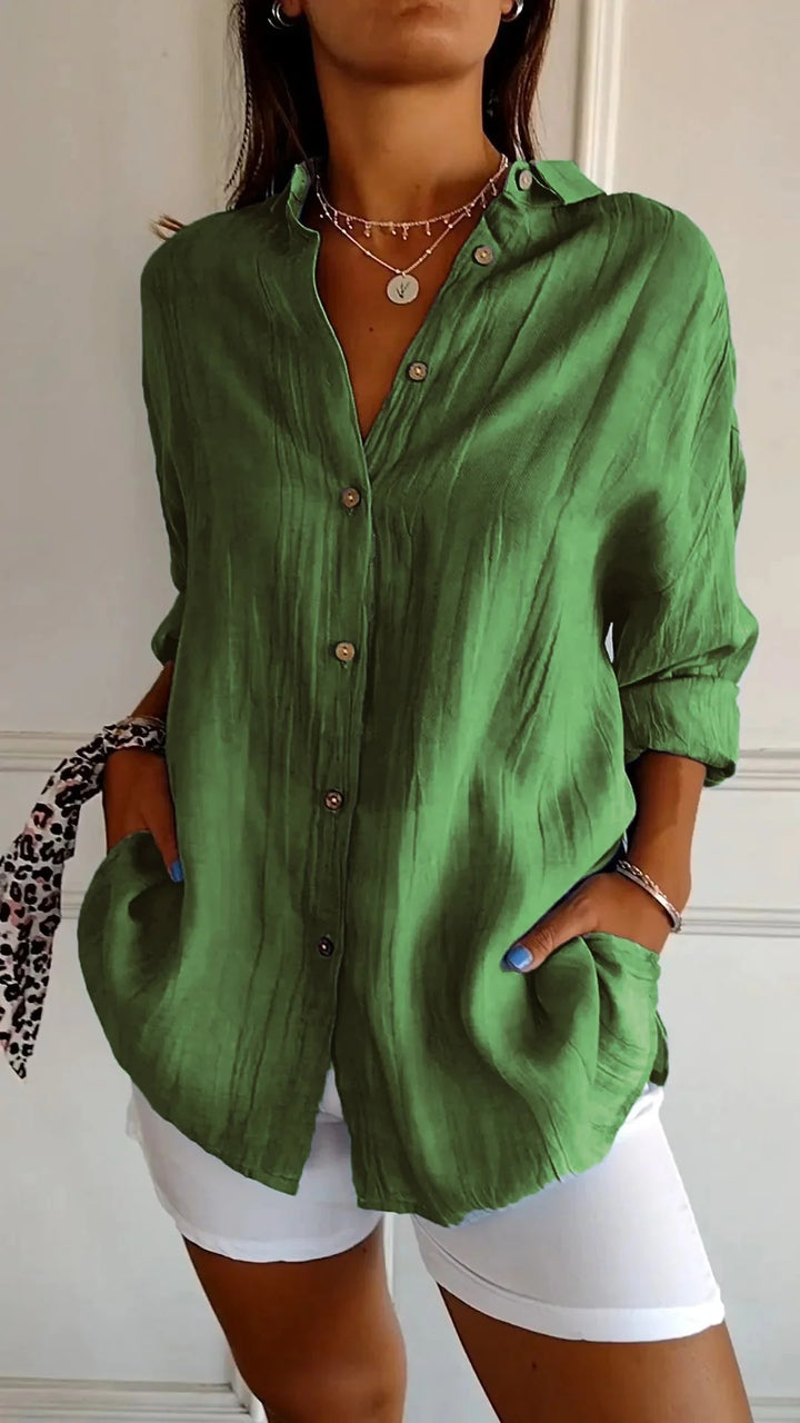 Pleated Detail Elegant Shirt – Lightweight Button-Up Blouse for Refined Everyday & Work Styling