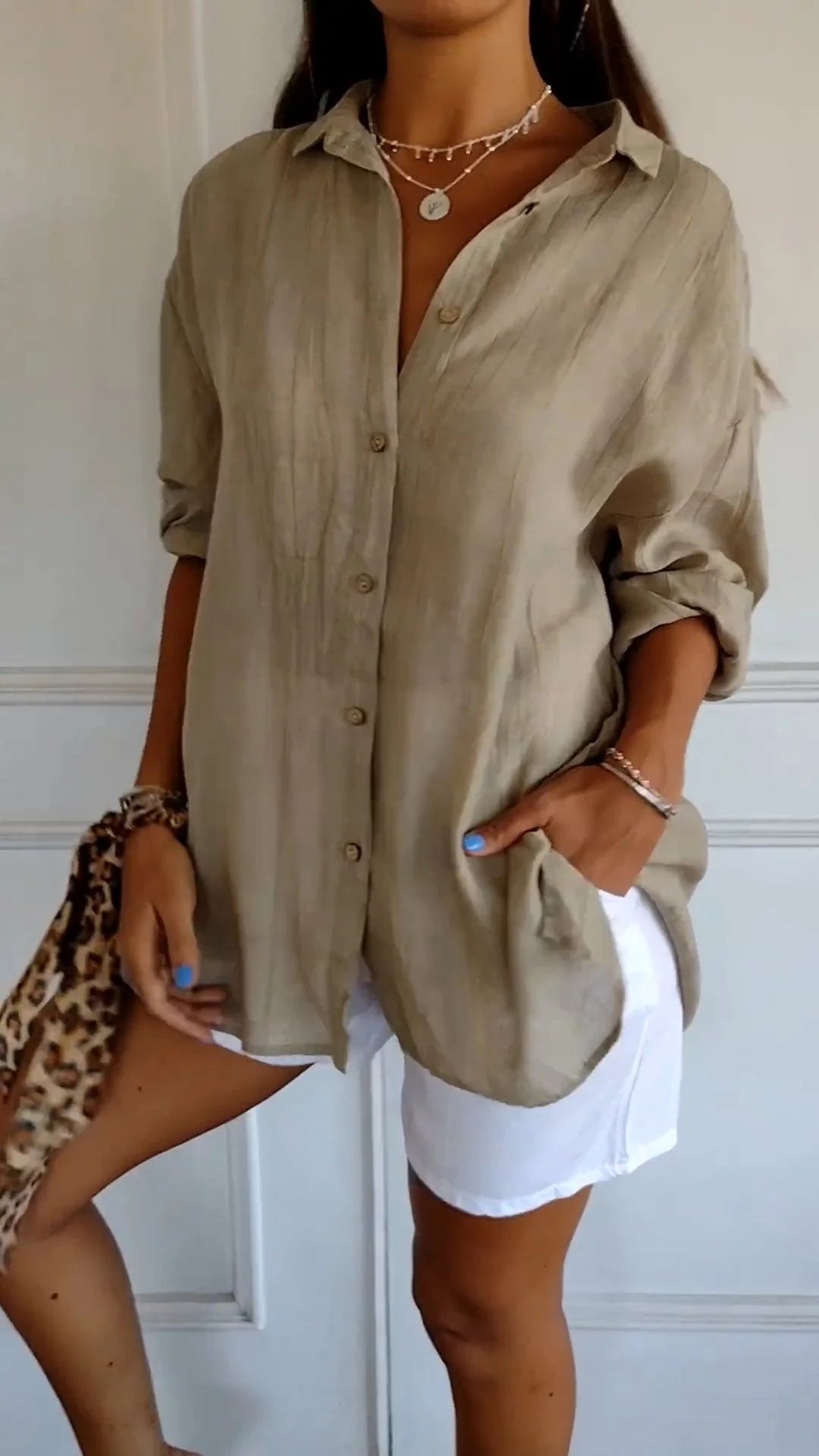Pleated Detail Elegant Shirt – Lightweight Button-Up Blouse for Refined Everyday & Work Styling