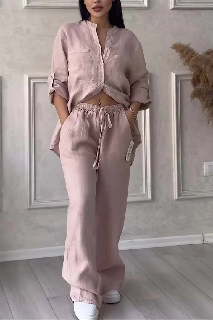 Cotton Linen Shirt and Trousers Set – Lightweight Luxe Two-Piece Outfit for Effortless Styling
