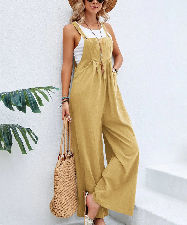 Women’s Suspender Overalls Casual Loose Fit Solid Color