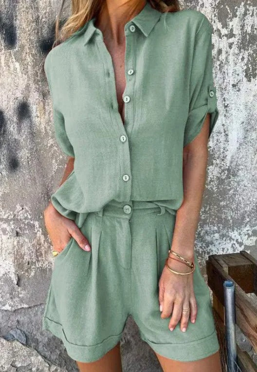 Relaxed Shirt and Shorts Set – Lightweight Casual Two-Piece Outfit for Everyday Comfort