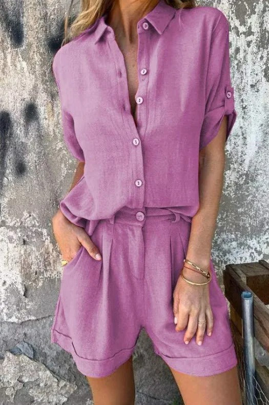 Relaxed Shirt and Shorts Set – Lightweight Casual Two-Piece Outfit for Everyday Comfort