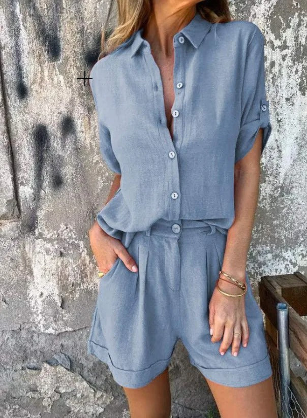 Relaxed Shirt and Shorts Set – Lightweight Casual Two-Piece Outfit for Everyday Comfort