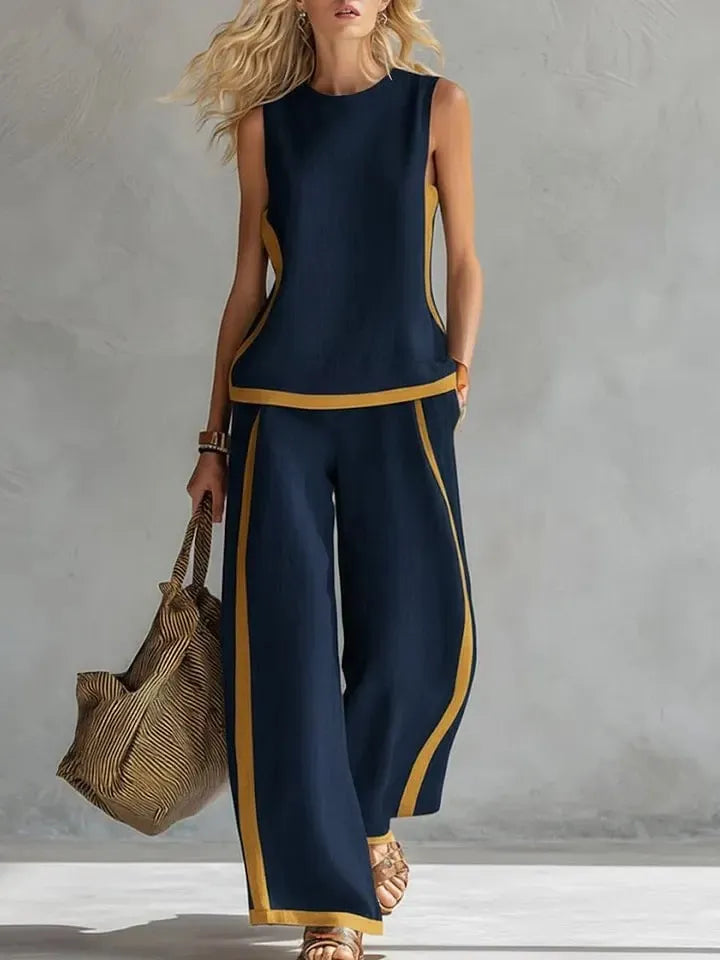 Women’s Two Piece Wide Leg Pants Set Sleeveless