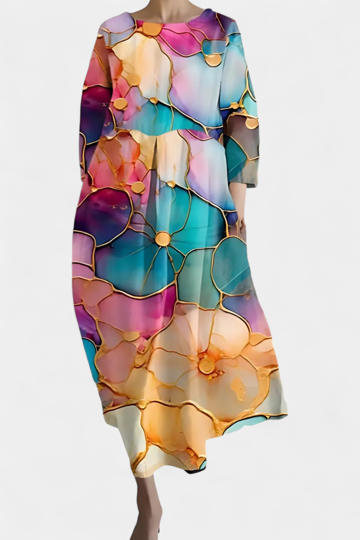 ALYRINE – COMFORTABLE V-NECK DRESS