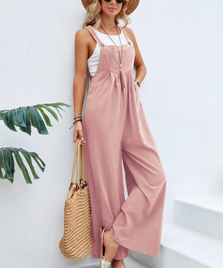 Women’s Suspender Overalls Casual Loose Fit Solid Color