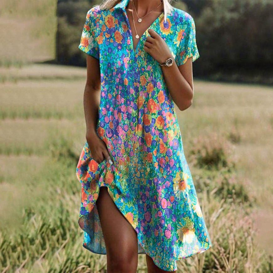 Rachel - Charming Vintage Floral Boho V-Neck Dress