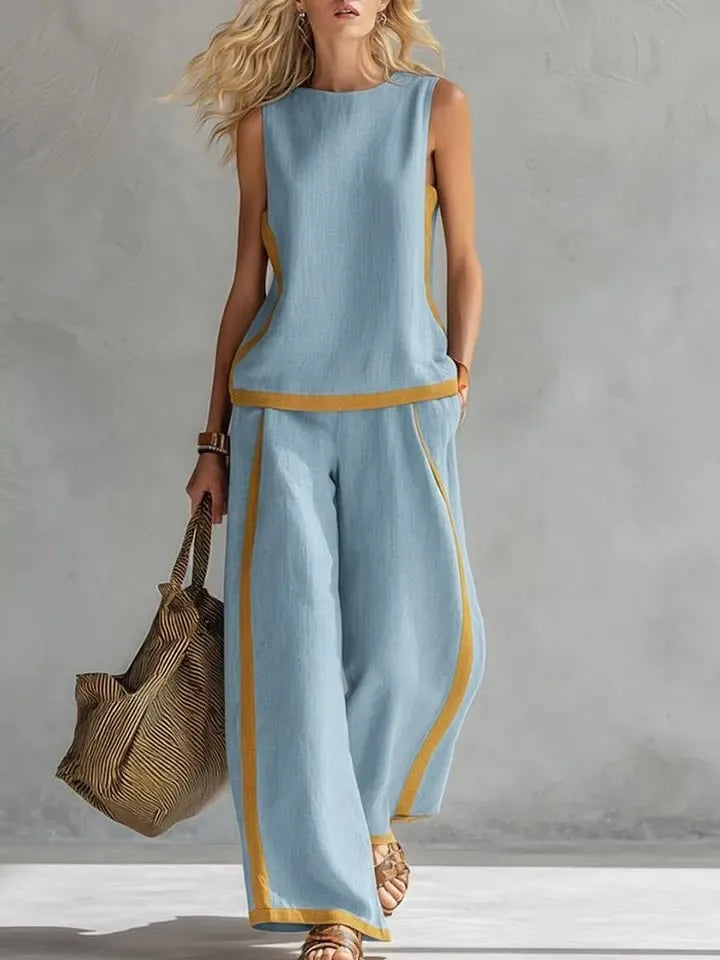 Women’s Two Piece Wide Leg Pants Set Sleeveless