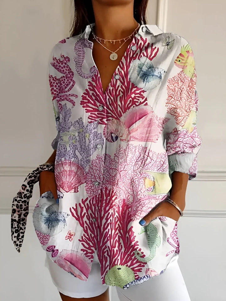 Whimsical Print Blouse – Lightweight Chic Top for Everyday & Smart Casual Styling
