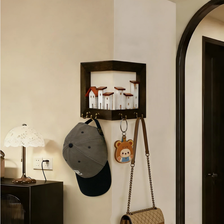 Rustic Wooden 3D Key Holder Wall Mounted – Farmhouse Wall Hooks for Home Décor